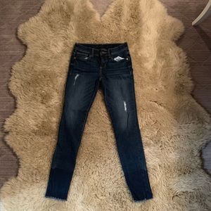 Black label dark wash distressed jeans